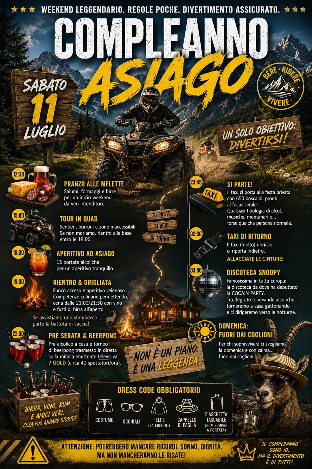 Locandina del Compleanno Asiago — Sabato 11 Luglio